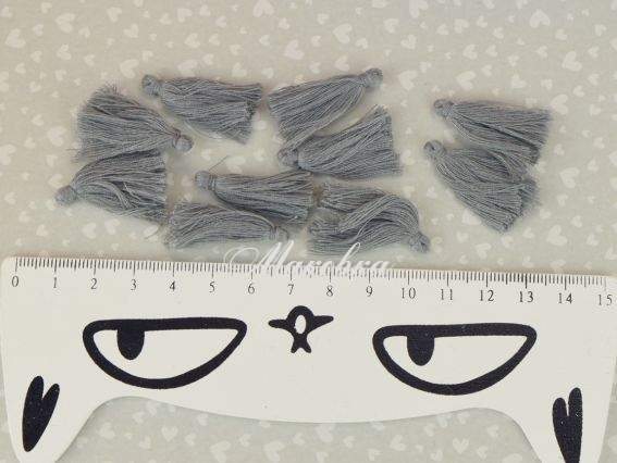 Кисти мини 3 см, Серые матовые, 10 шт/уп