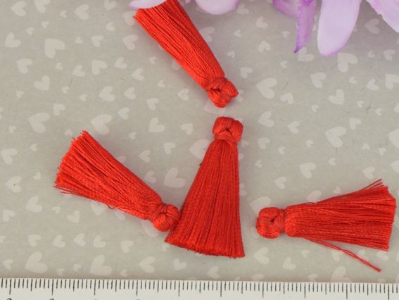 Шелковые кисти для украшений, длина 3 см, Красный цвет, 4 штуки