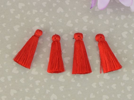 Шелковые кисти для украшений, длина 3 см, Красный цвет, 4 штуки