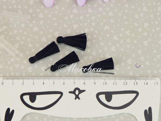 Кисти шелковистые для украшений, 3 см, Черные, 4 шт