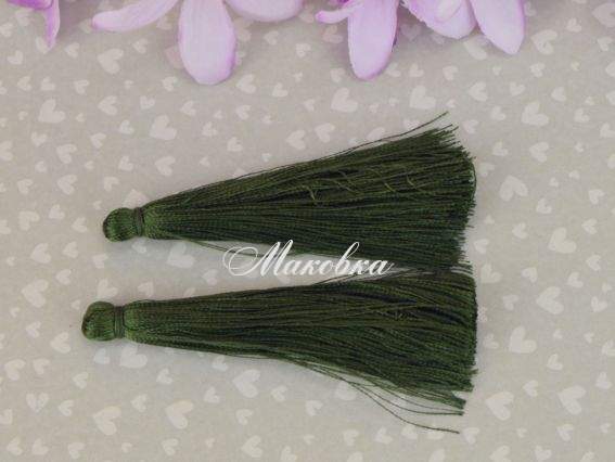 Кисти шелковистые для украшений, 7 см, Хаки, 2 шт