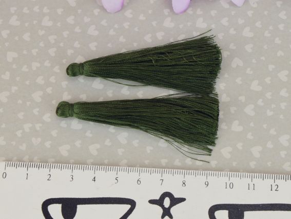 Шелковые кисти для украшений, длина 3 см, цвет Хаки, 2 штуки