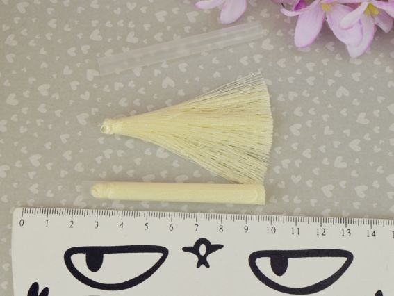 Шелковые кисти для украшений, длина 3 см, Кремовый цвет, 2 штуки