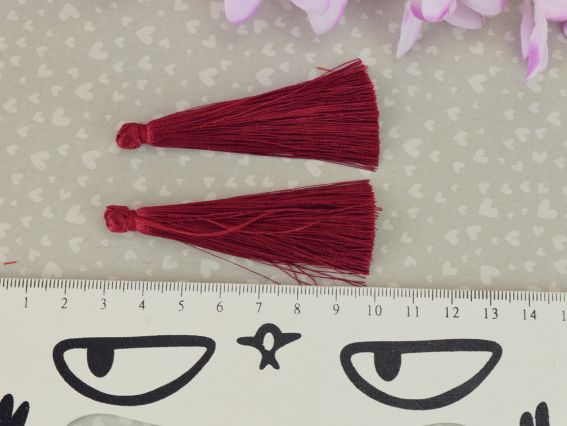 Шелковые кисти для украшений, длина 3 см, цвет Баклажан, 2 штуки