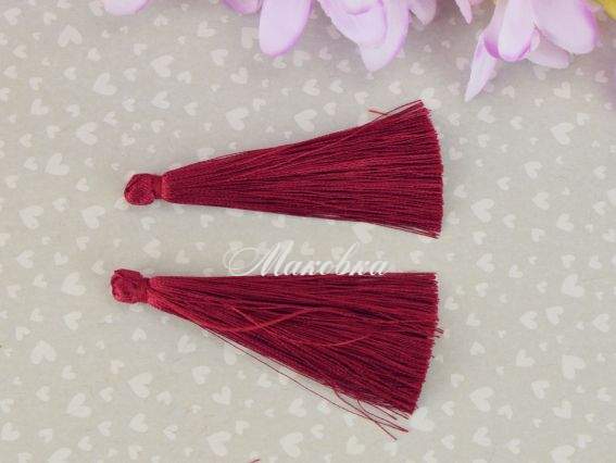 Кисти шелковистые для украшений, 7 см, Баклажан, 2 шт