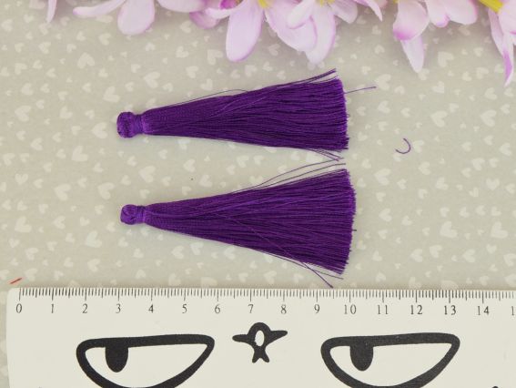 Шовковисті китиці для створення прикрас , довжина 7 см, Фіолетові, 2шт