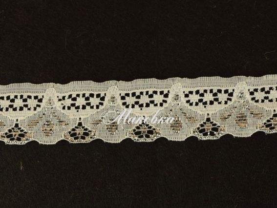 Мереживо 30 мм, №04 , Біле з срібним 1501,  1м Мереживо 30 мм, №04 , Біле з срібним 1501,  1м