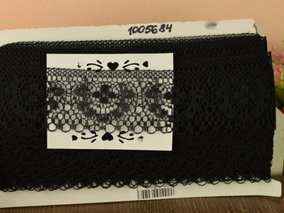 Стрічка мереживна гіпюрова, ширина 35 мм, №02 колір чорний 187-13, 1 м