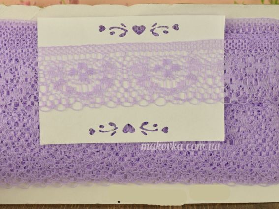Лента кружевная гипюровая, ширина 35 мм, №02 цвет сиреневый 187-07 ,  1 м