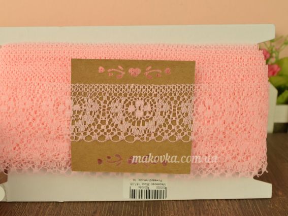 Стрічка мереживна гіпюрова, ширина 35 мм, №02 колір рожево-персиковий 187-06, 1 м