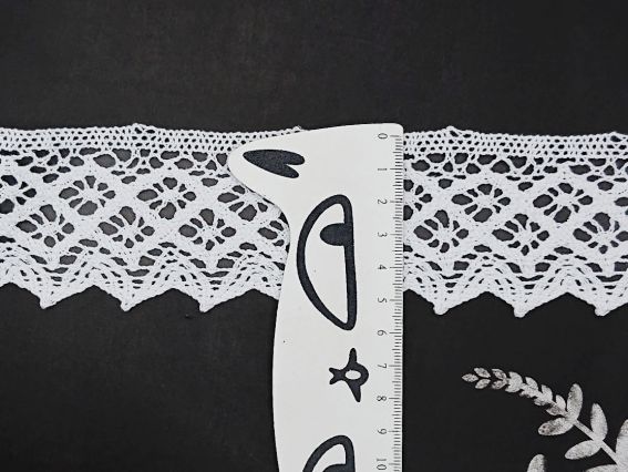 Стрічка мереживна ХБ ширина 47 мм, №10 білий  1 м