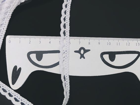 Стрічка мереживна БВ ширина 10 мм, найпростіша, білого кольору, 1 м