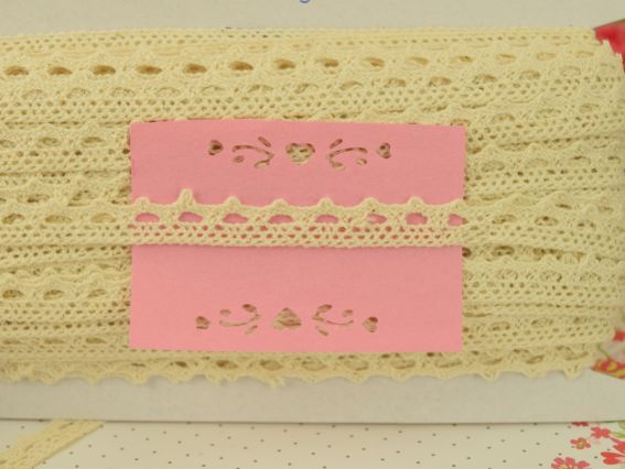 лента кружевная ХБ ширина 13 мм, №01 Кремовое  арт. 7387, 1 м