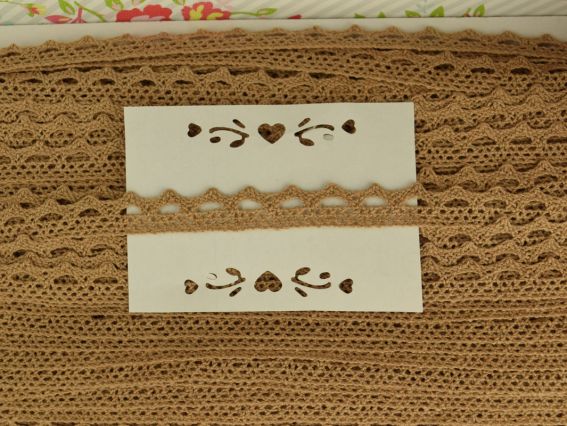 стрічка мереживна ХБ ширина 13 мм, №01 Кавове арт. 7387, 1 м