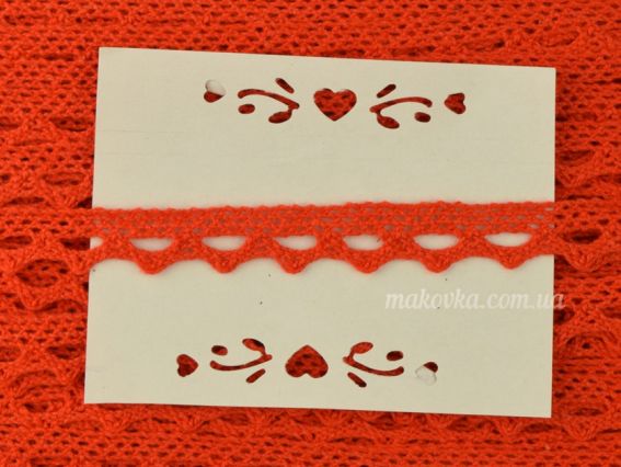 Стрічка мереживна ХБ ширина 13 мм, №01 червоне арт. 7387, 101 709 1 м