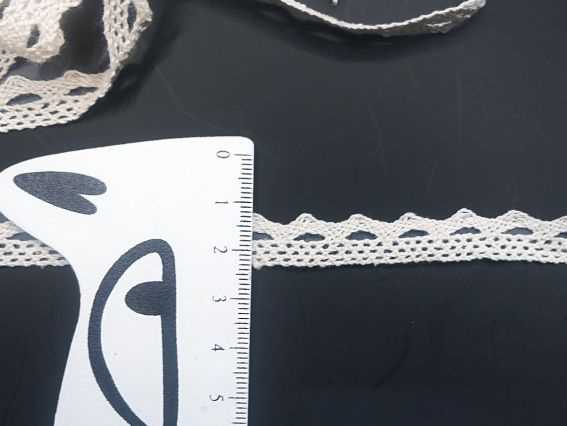 Стрічка мереживна ХБ ширина 13 мм, №01 світлий Беж арт. 7387, 1 м