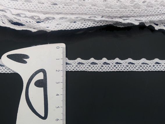 Стрічка мереживна ХБ ширина 13 мм, №01 Біле арт. 7387, 1 м