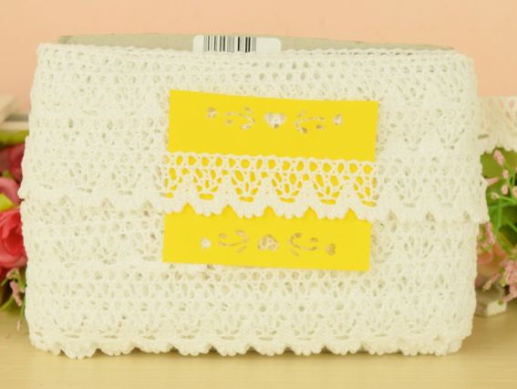 Лента кружевная ХБ ширина 20 мм, №05 белый цвет арт. 114822-01, 1 м