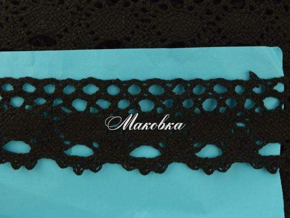 Кружево 45 мм, №01 ХБ черное, S1009, 1 м Кружево 45 мм, №01 ХБ черное, S1009, 1 м