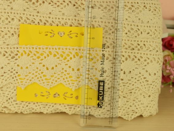 Лента кружевная ХБ ширина 45 мм, №07 бежевый цвет арт. 312850-02, 1 м