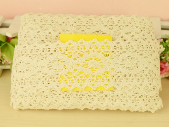 Стрічка мереживна ХБ ширина 70 мм, №08 бежевий колір арт. 03958-02, 1 м