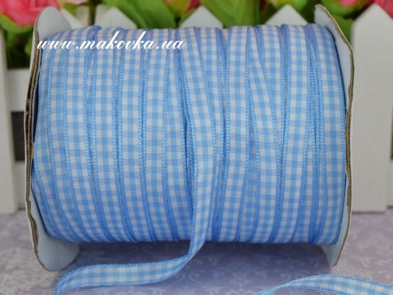Лента в клеточку ГОЛУБАЯ, 6-7 мм , 1 метр Лента в клеточку ГОЛУБАЯ, 6-7 мм , 1 метр