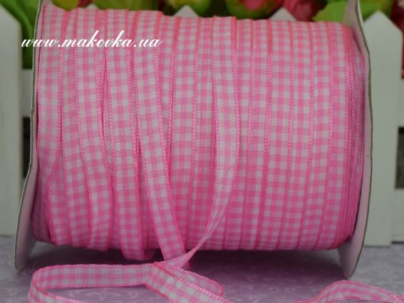 Лента в клеточку РОЗОВАЯ, 6-7 мм , 1 метр Лента в клеточку РОЗОВАЯ, 6-7 мм , 1 метр