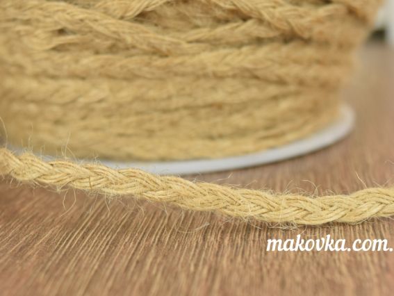 Лента Джутовая косичка 6 мм , натуральная , 1 метр Лента Джутовая косичка 6 мм , натуральная , 1 метр