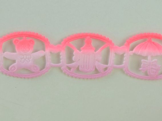 Лента с выбитым рисунком, Бэби, 2,5 см, двухцветная  розово-сиреневая, 1 м Лента с выбитым рисунком, Бэби, 2,5 см, двухцветная  розово-сиреневая, 1 м