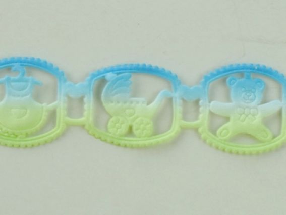 Лента с выбитым рисунком, Бэби, 2,5 см, двухцветная желто-голубая, 1 м Лента с выбитым рисунком, Бэби, 2,5 см, двухцветная желто-голубая, 1 м