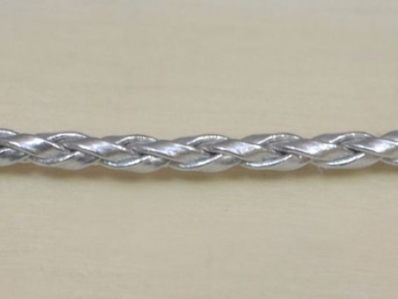 Шнур плетенный ПУ, 3 мм, серебро, 1 м Шнур плетенный ПУ, 3 мм, серебро, 1 м