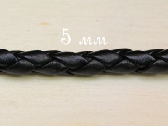 Шнур плетенный ПУ, 5 мм, черный, 1 м Шнур плетенный ПУ, 5 мм, черный, 1 м