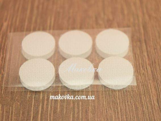 Липучка текстильная самоклеющяяся , Кружочки 15 мм, белые, 6 шт Липучка текстильная самоклеющяяся , Кружочки 15 мм, белые, 6 шт