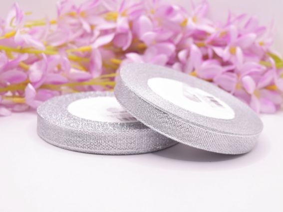 Стрічка 12 мм парчева Срібна, бобинка Стрічка 12 мм парчева Срібна, бобинка