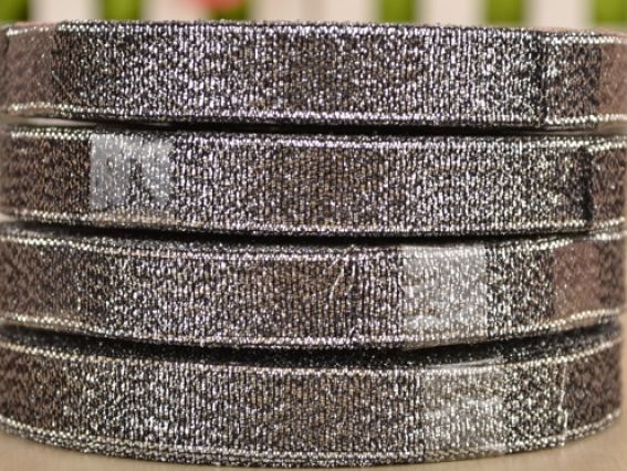 Лента парчовая 12 мм, черная с серебром, 1 бобинка Лента парчовая 12 мм, черная с серебром, 1 бобинка