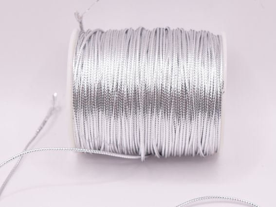 Шнур металізований Срібний, 2 мм, 1 м Шнур металізований Срібний, 2 мм, 1 м