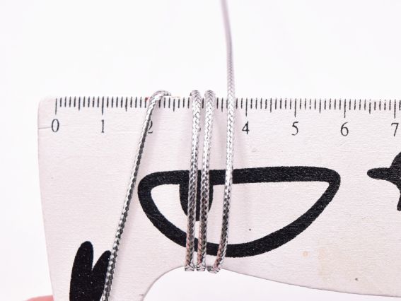 Металізований шнур колір Срібнийтовщина 2мм, з сердечником