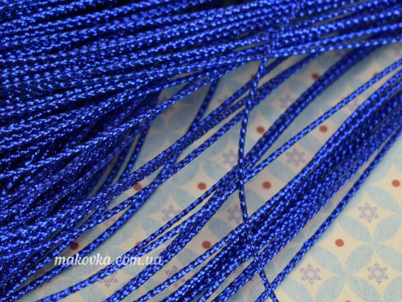 Метализированный шнур цвет СИНИЙ толщина 1 мм, моток 100м , 158161