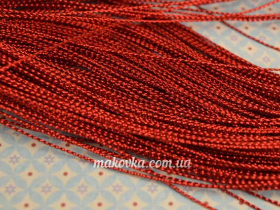 Металізований шнур колір ЧЕРВОНИЙ товщина 1 мм, моток 100м, 158160