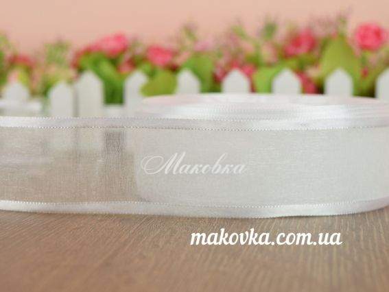 Лента Органза с Атласной окантовкой, 40 мм, белая, 1 метр Лента Органза с Атласной окантовкой, 40 мм, белая, 1 метр