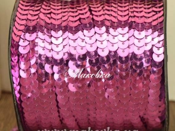 Стрічка з паєток 6 мм РОЖЕВА, 1 метр Стрічка з паєток 6 мм РОЖЕВА, 1 метр