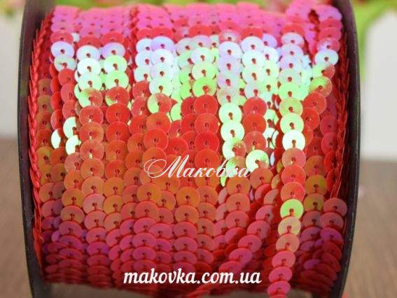 Стрічка з паєток Хамелеон червона , 1 метр