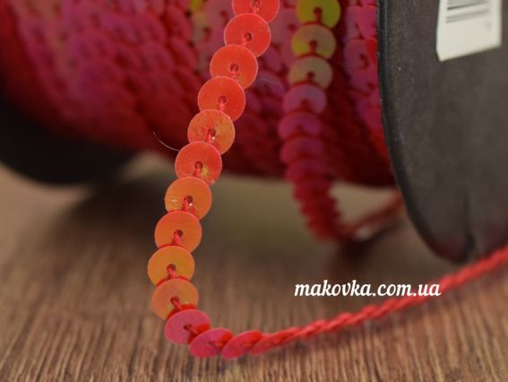 Красная хамелеон лента из пайеток , 1 метр