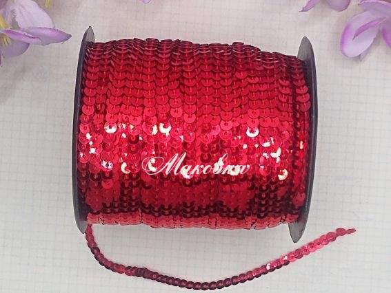 Стрічка з паєток 4 мм червона, 1 метр