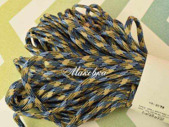 Шнур парашютный 330 , толщина 4мм, Сине-бежевый ромб, 7 жил. 31м/шт