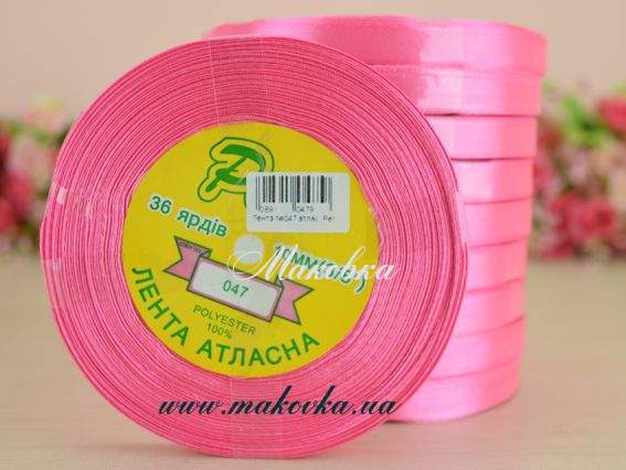 Лента атласная 10 мм Peri цвет 047 розовый, бобинка 36 ярд
