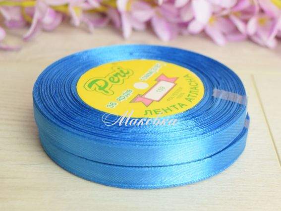 Стрічка атласна 10 мм Peri колір 159 світло-синій, бобінка 36 ярд Стрічка атласна 10 мм Peri колір 159 світло-синій, бобінка 36 ярд