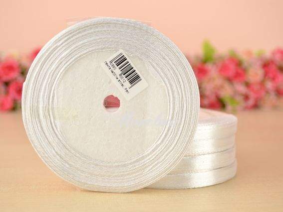 Стрічка атласна 6 мм Peri колір 001w білий бобінка 36 ярд Стрічка атласна 6 мм Peri колір 001w білий бобінка 36 ярд