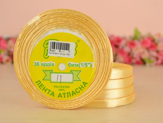 Лента атласная 6 мм Peri цвет 011 бобинка 36 ярд Лента атласная 6 мм Peri цвет 011 бобинка 36 ярд
