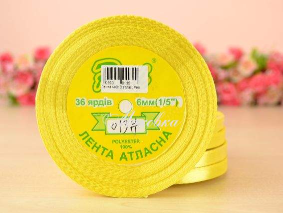 Лента атласная 6 мм Peri цвет 013 бобинка 36 ярд